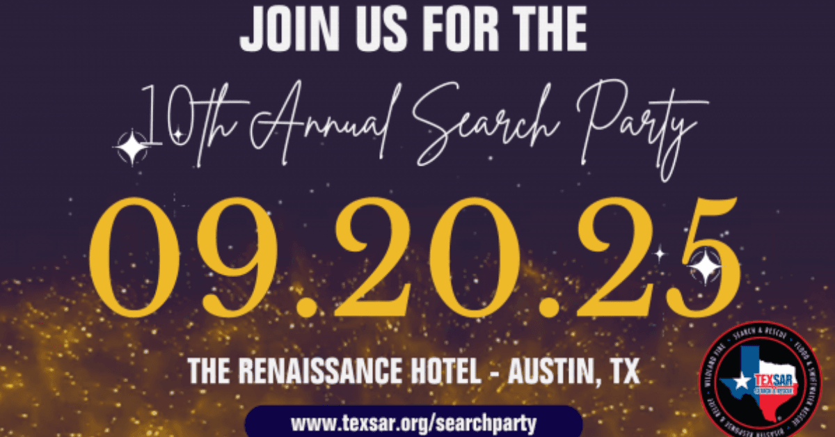 TEXSAR's 10th Annual Search Party Fundraiser Critical for Texas Emergency Response Capabilities